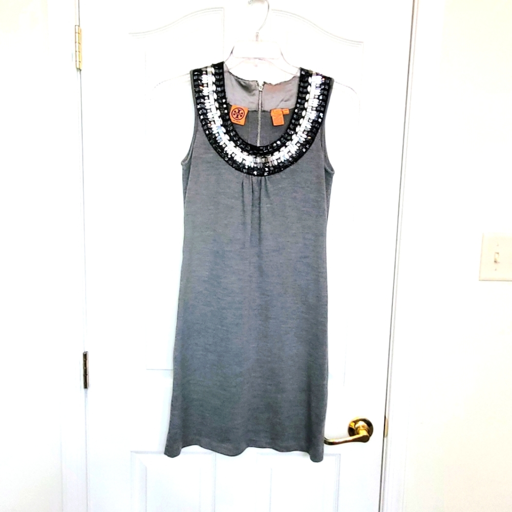 Tory Burch Jet Gray Merino Wool Sweater Dress Size XS